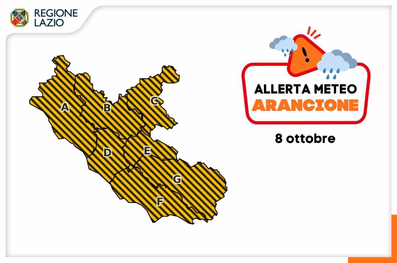 Allerta meteo arancione martedì 08 Ottobre 2024