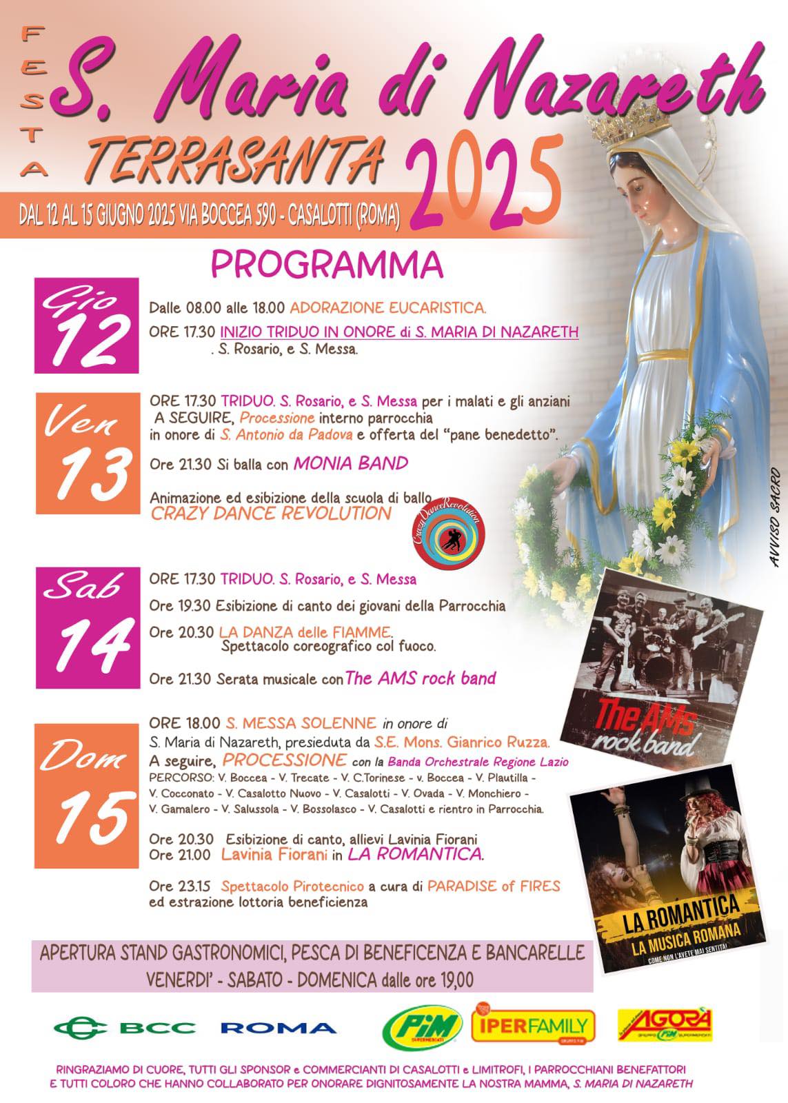Festa S. Maria di Nazareth a Terrasanta dal 12 al 15 Giugno